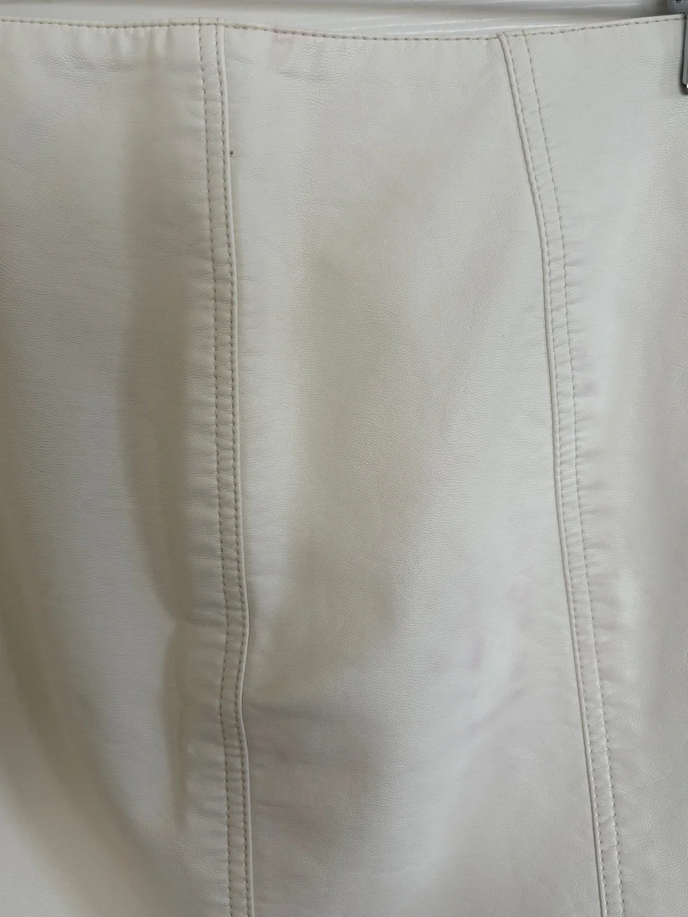 Free People White Faux Leather Mini Skirt